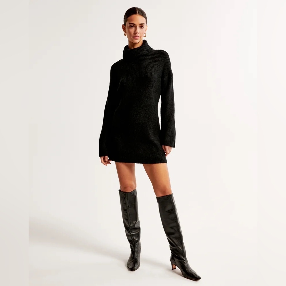 Abercrombie & Fitch Black Turtleneck Sweater Dress
